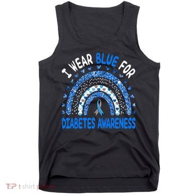 I Wear Blue For Diabetes Awareness Rainbow  Tank Top