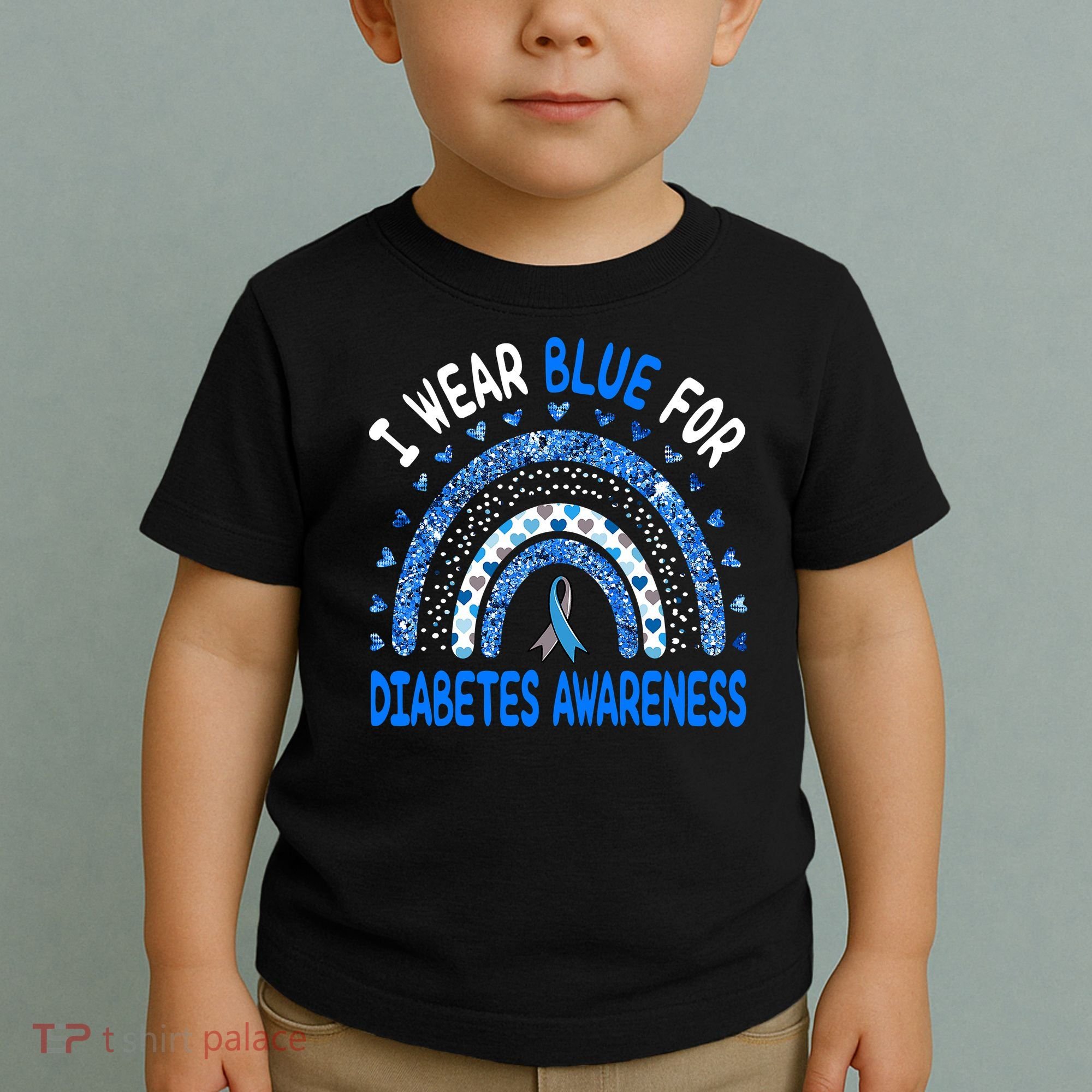 I Wear Blue For Diabetes Awareness Rainbow  Toddler T-Shirt
