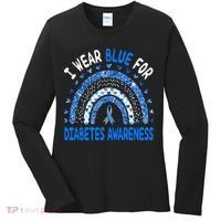 I Wear Blue For Diabetes Awareness Rainbow  Women's Long Sleeve Shirt thumb 0
