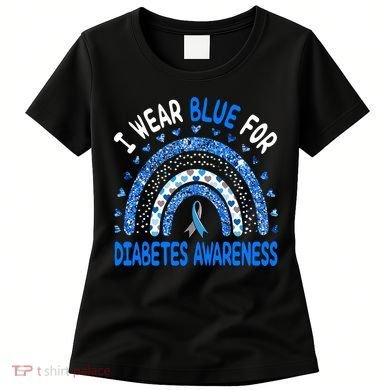I Wear Blue For Diabetes Awareness Rainbow  Women's T-Shirt