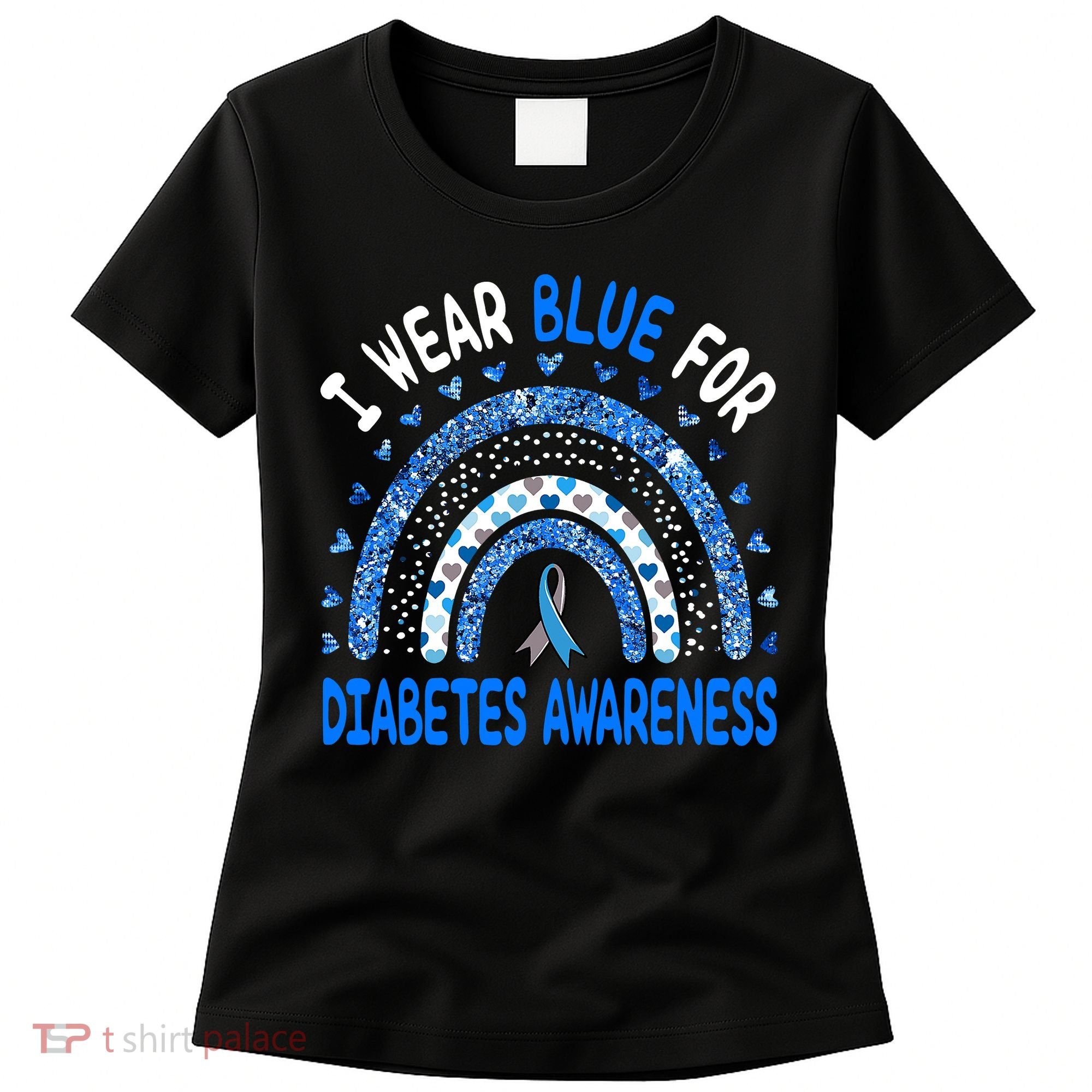 I Wear Blue For Diabetes Awareness Rainbow  Women's T-Shirt