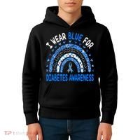 I Wear Blue For Diabetes Awareness Rainbow  Kids Hoodie thumb 4