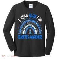 I Wear Blue For Diabetes Awareness Rainbow  Kids Long Sleeve Shirt thumb 0