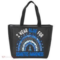 I Wear Blue For Diabetes Awareness Rainbow  Tote Bag thumb 0