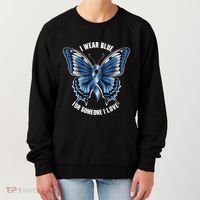 I Wear Blue For Juvenile Arthritis Awareness Butterfly Ribbo Gift Women's Sweatshirt thumb 0
