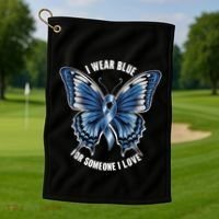 I Wear Blue For Juvenile Arthritis Awareness Butterfly Ribbo Gift Golf Towel thumb 1