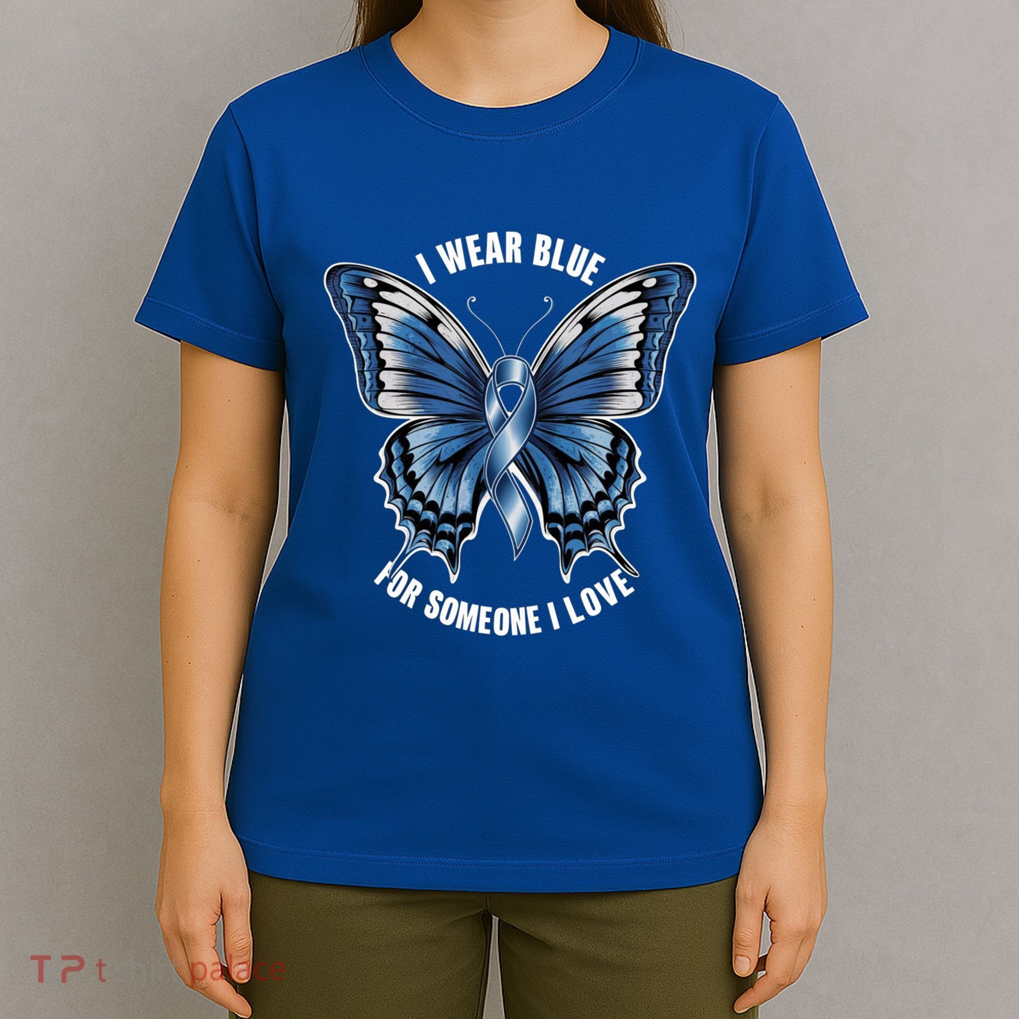 I Wear Blue For Juvenile Arthritis Awareness Butterfly Ribbo Gift T-Shirt