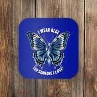 I Wear Blue For Juvenile Arthritis Awareness Butterfly Ribbo Gift Coaster thumb 0