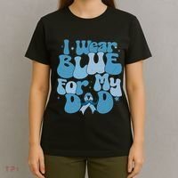 I Wear Blue For My Dad Prostate Cancer Blue Ribbon T-Shirt thumb 4