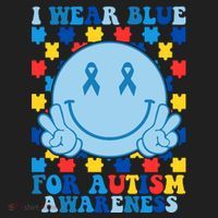 I Wear Blue For Autism Awareness Month Smile Peace Women's Sweatshirt thumb 2