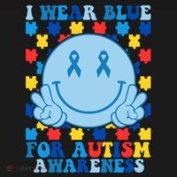I Wear Blue For Autism Awareness Month Smile Peace Coaster thumb 2