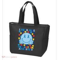 I Wear Blue For Autism Awareness Month Smile Peace Tote Bag thumb 3