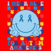 I Wear Blue For Autism Awareness Month Smile Peace Santa Hat thumb 1