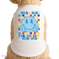 I Wear Blue For Autism Awareness Month Smile Peace Doggie Tank thumb 0