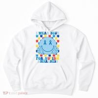 I Wear Blue For Autism Awareness Month Smile Peace Hoodie thumb 0