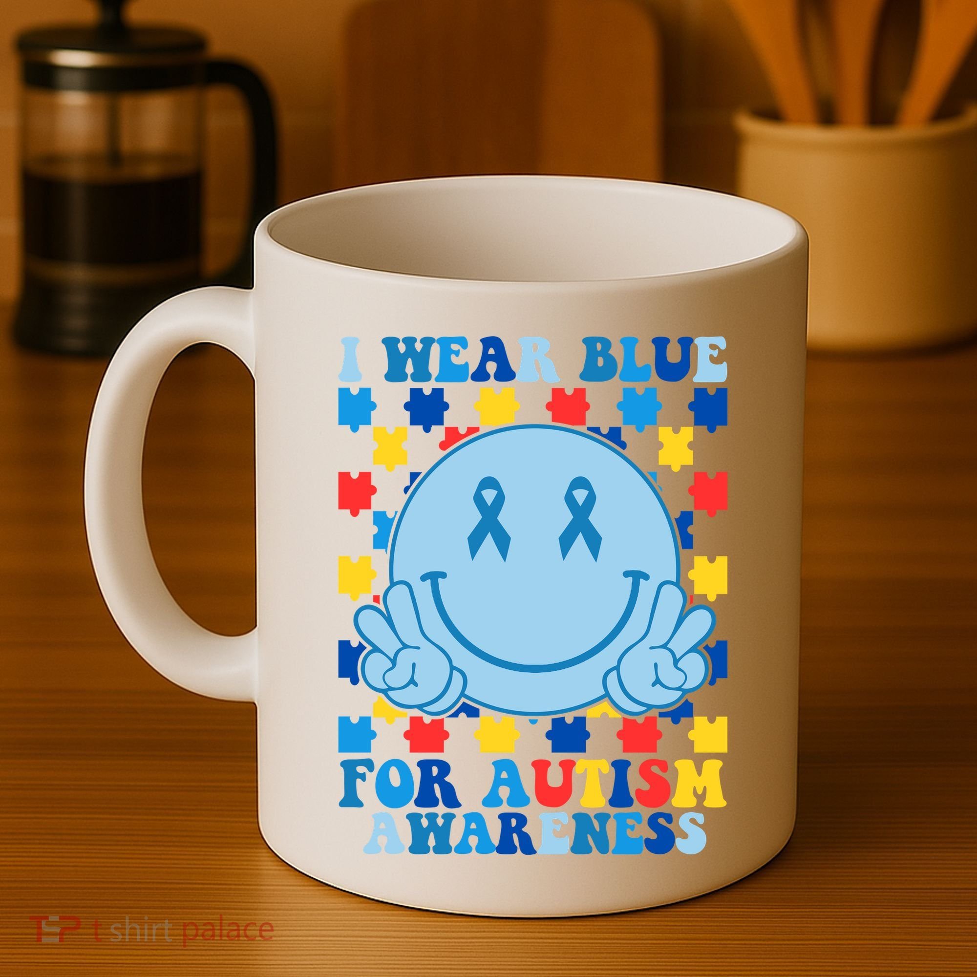 I Wear Blue For Autism Awareness Month Smile Peace Coffee Mug