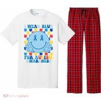 I Wear Blue For Autism Awareness Month Smile Peace Pajama Set thumb 0