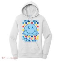 I Wear Blue For Autism Awareness Month Smile Peace Women's Hoodie thumb 0