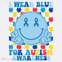 I Wear Blue For Autism Awareness Month Smile Peace Women's Hoodie thumb 2