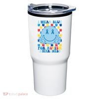 I Wear Blue For Autism Awareness Month Smile Peace Tumbler thumb 0