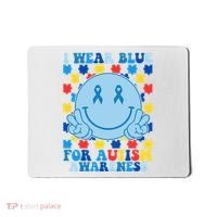 I Wear Blue For Autism Awareness Month Smile Peace Mousepad thumb 0