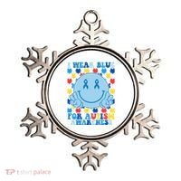 I Wear Blue For Autism Awareness Month Smile Peace Ornament thumb 0