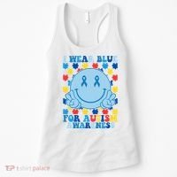 I Wear Blue For Autism Awareness Month Smile Peace Women's Tank Top thumb 0