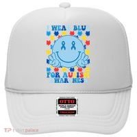 I Wear Blue For Autism Awareness Month Smile Peace Hat thumb 0