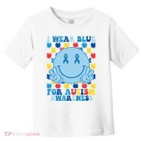 I Wear Blue For Autism Awareness Month Smile Peace Toddler T-Shirt thumb 0