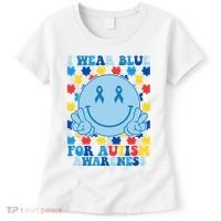 I Wear Blue For Autism Awareness Month Smile Peace Women's T-Shirt thumb 0