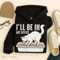 I Will Be In My Office Funny Cat Meme Litter Box Hoodie thumb 4