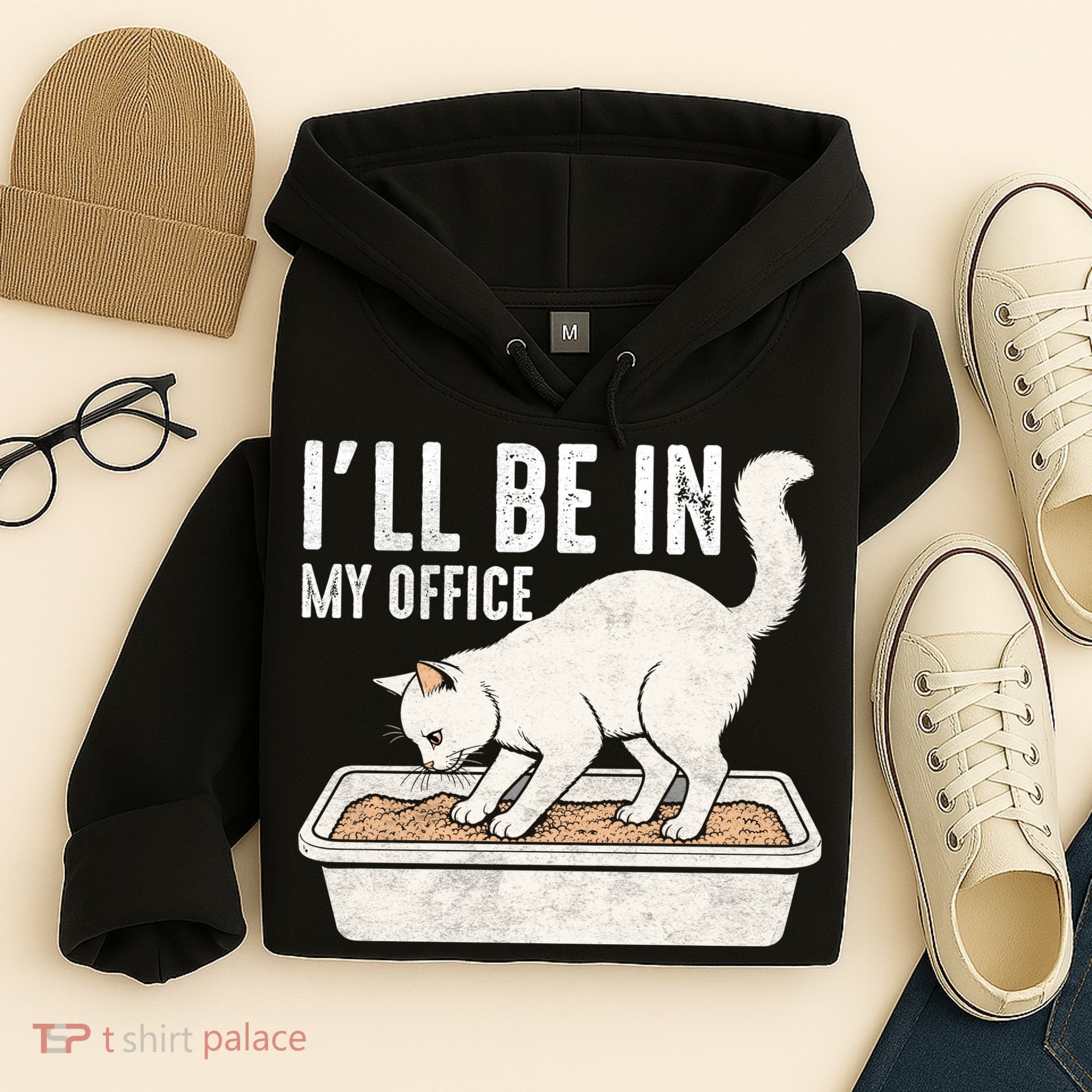 I Will Be In My Office Funny Cat Meme Litter Box Hoodie