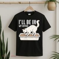 I Will Be In My Office Funny Cat Meme Litter Box T-Shirt thumb 2