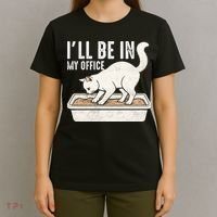 I Will Be In My Office Funny Cat Meme Litter Box T-Shirt thumb 4