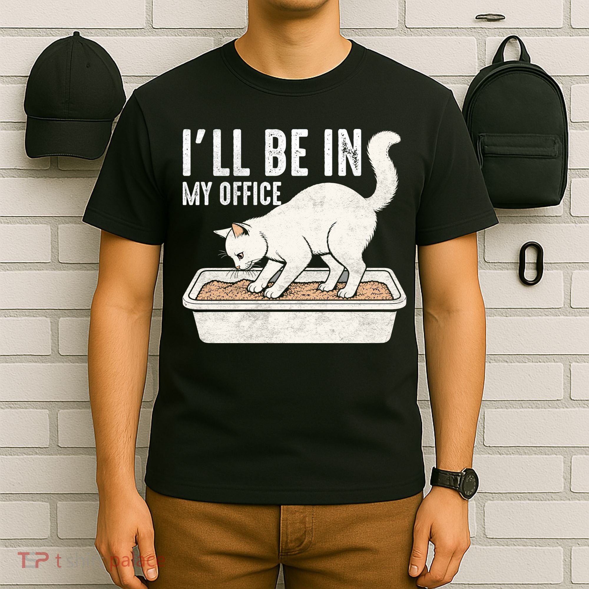 I Will Be In My Office Funny Cat Meme Litter Box T-Shirt