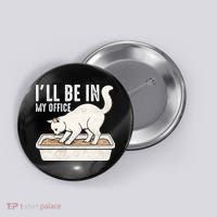 I Will Be In My Office Funny Cat Meme Litter Box Button thumb 0