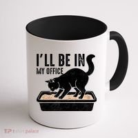I Will Be In My Office Funny Cat Meme Litter Box Coffee Mug thumb 1