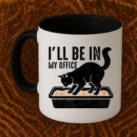 I Will Be In My Office Funny Cat Meme Litter Box Coffee Mug thumb 2