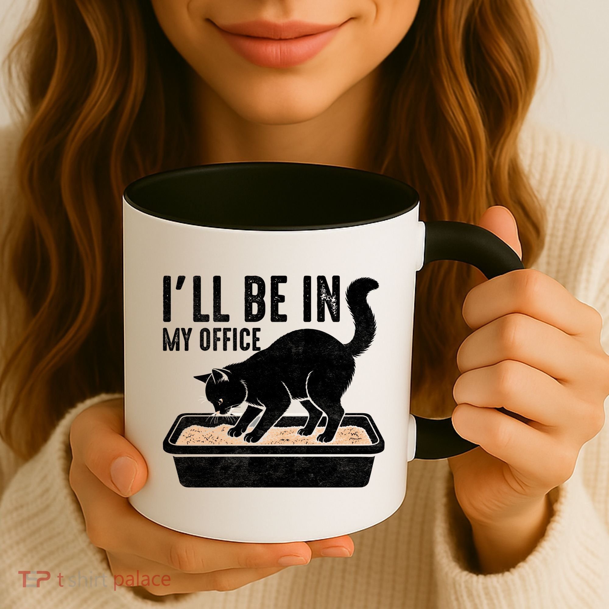 I Will Be In My Office Funny Cat Meme Litter Box Coffee Mug