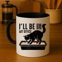 I Will Be In My Office Funny Cat Meme Litter Box Coffee Mug thumb 4