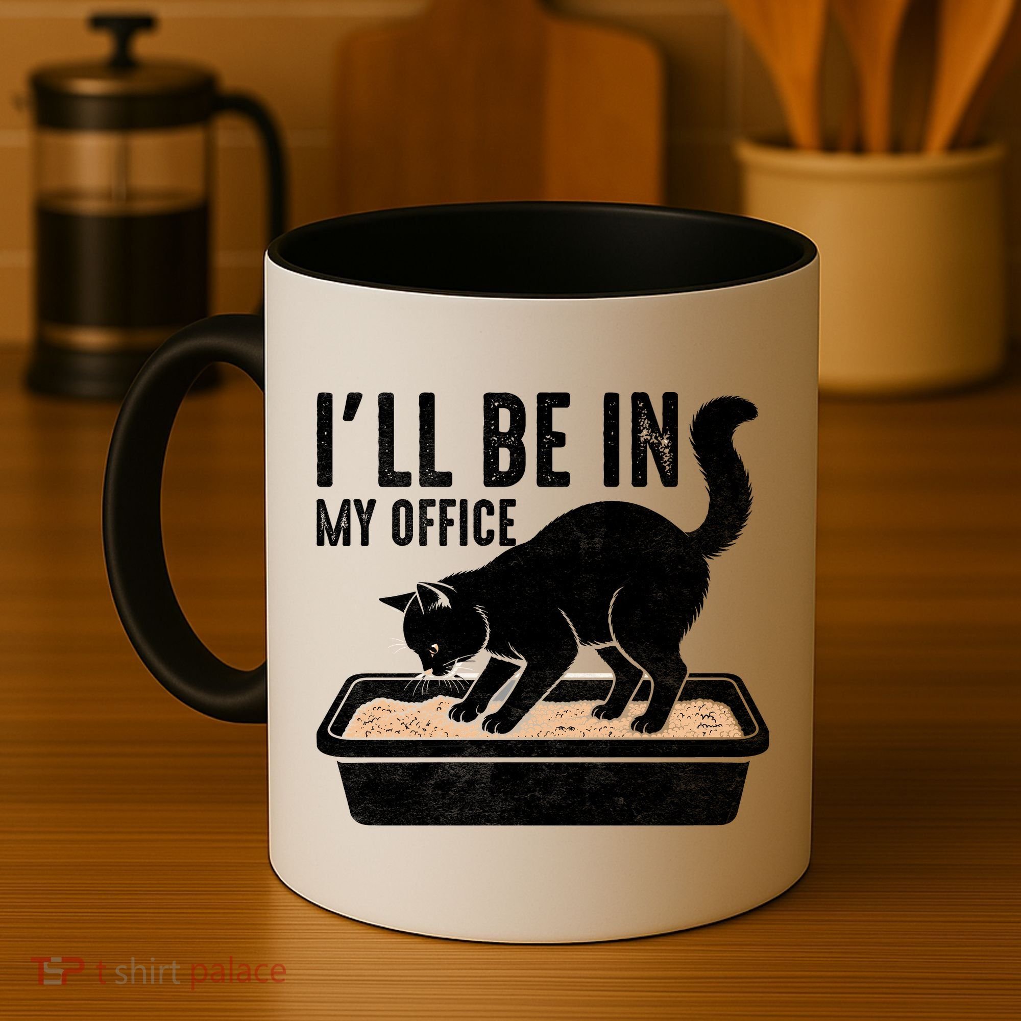 I Will Be In My Office Funny Cat Meme Litter Box Coffee Mug
