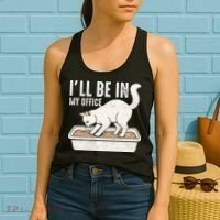 I Will Be In My Office Funny Cat Meme Litter Box Women's Tank Top thumb 2