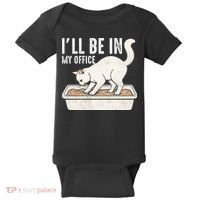 I Will Be In My Office Funny Cat Meme Litter Box Baby Bodysuit thumb 0