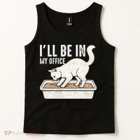 I Will Be In My Office Funny Cat Meme Litter Box Tank Top thumb 2