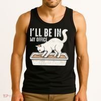 I Will Be In My Office Funny Cat Meme Litter Box Tank Top thumb 3