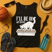 I Will Be In My Office Funny Cat Meme Litter Box Tank Top thumb 4