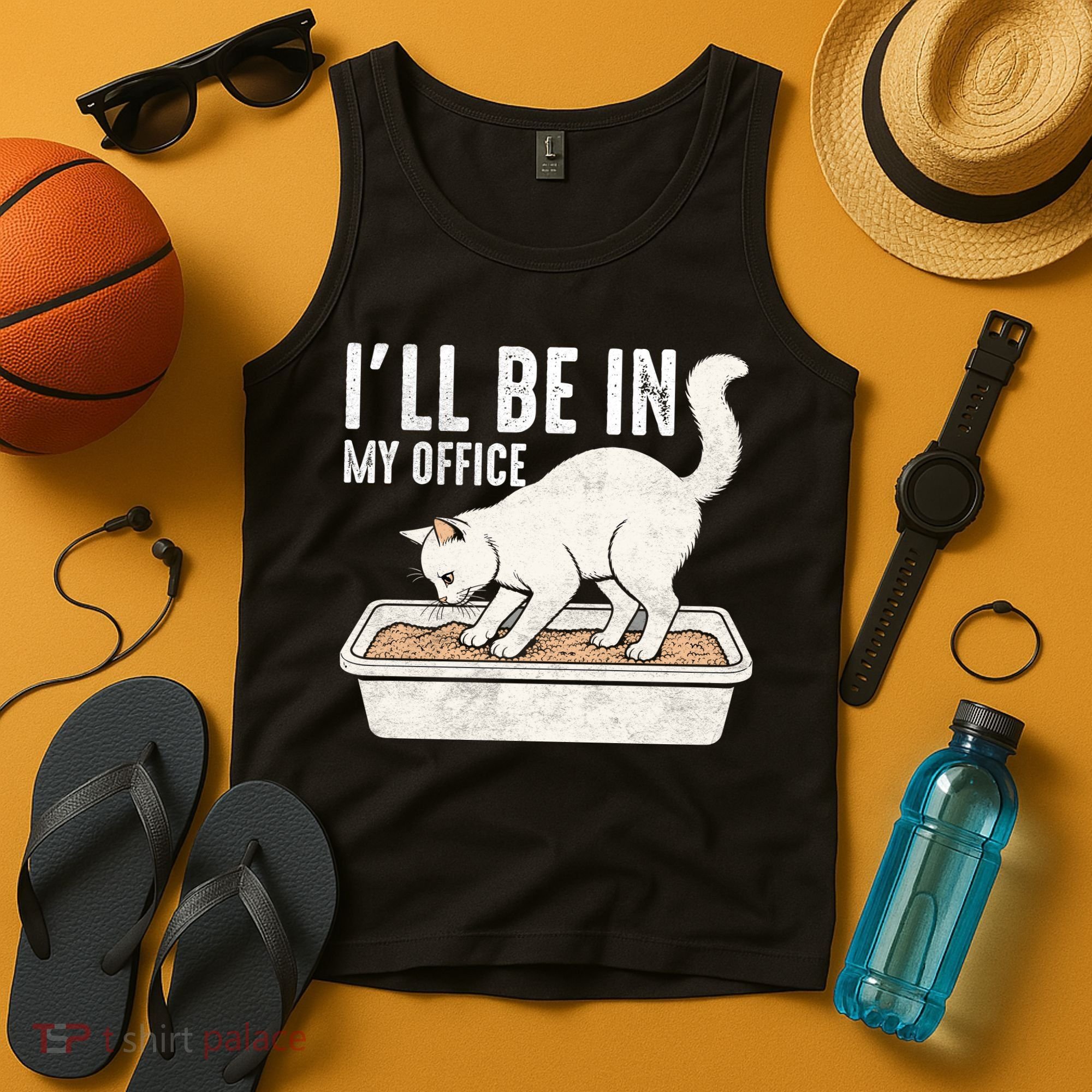 I Will Be In My Office Funny Cat Meme Litter Box Tank Top