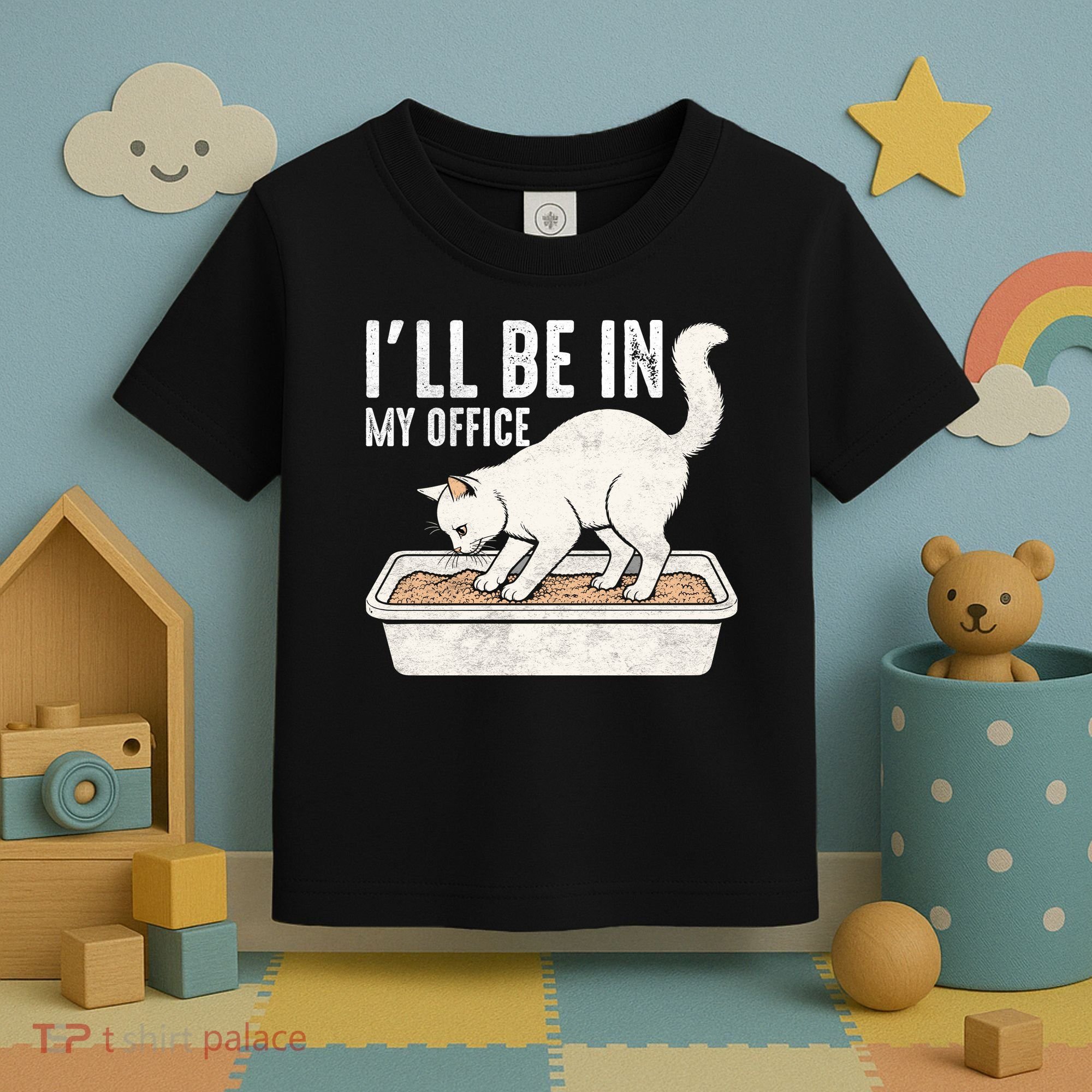 I Will Be In My Office Funny Cat Meme Litter Box Toddler T-Shirt