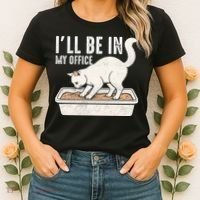 I Will Be In My Office Funny Cat Meme Litter Box Women's T-Shirt thumb 2