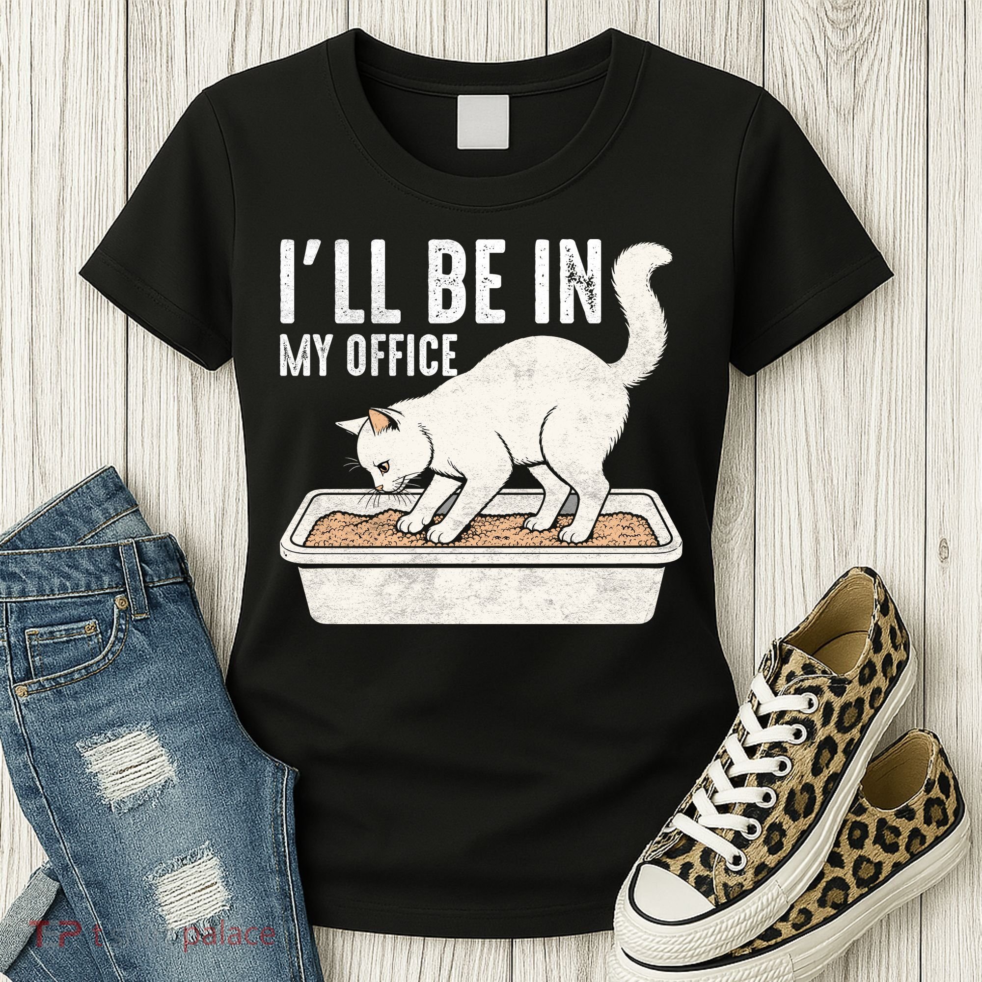 I Will Be In My Office Funny Cat Meme Litter Box Women's T-Shirt